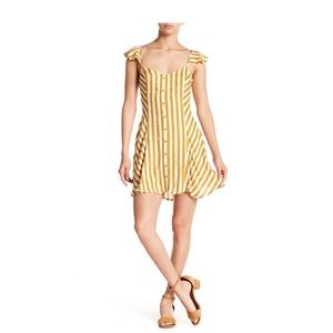 Love, Fire Flutter Cap Sleeve Dress Women Striped yellow Summer Extra Small NWOT
